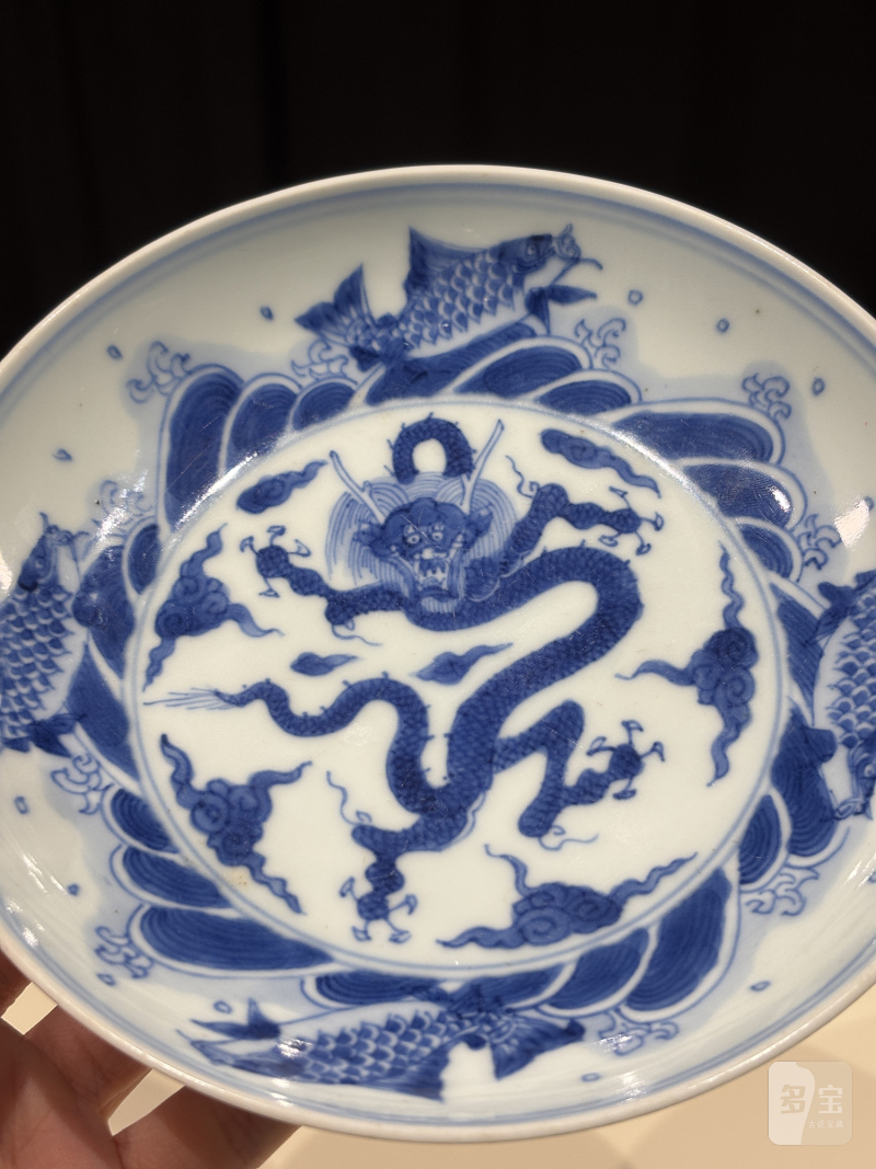 清雍正 青花鱼化龙纹盘一对 - 图9